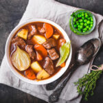 Meat,Stew,With,Beef,,Potato,,Carrot,,Onion,,Spices,,Green,Peas.