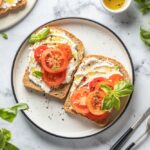 Sandwiches,Or,Toasts,With,Tomatoes,,Cream,Cheese,,Olive,Oil,And