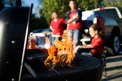 Tailgate:,Charcoal,Burning,In,Grill,During,Tailgating,Party
